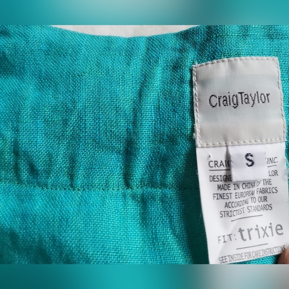 Craig Taylor Women's Embroidered Tunic Top turquoise Blue S Linen Trixie - Picture 12 of 16